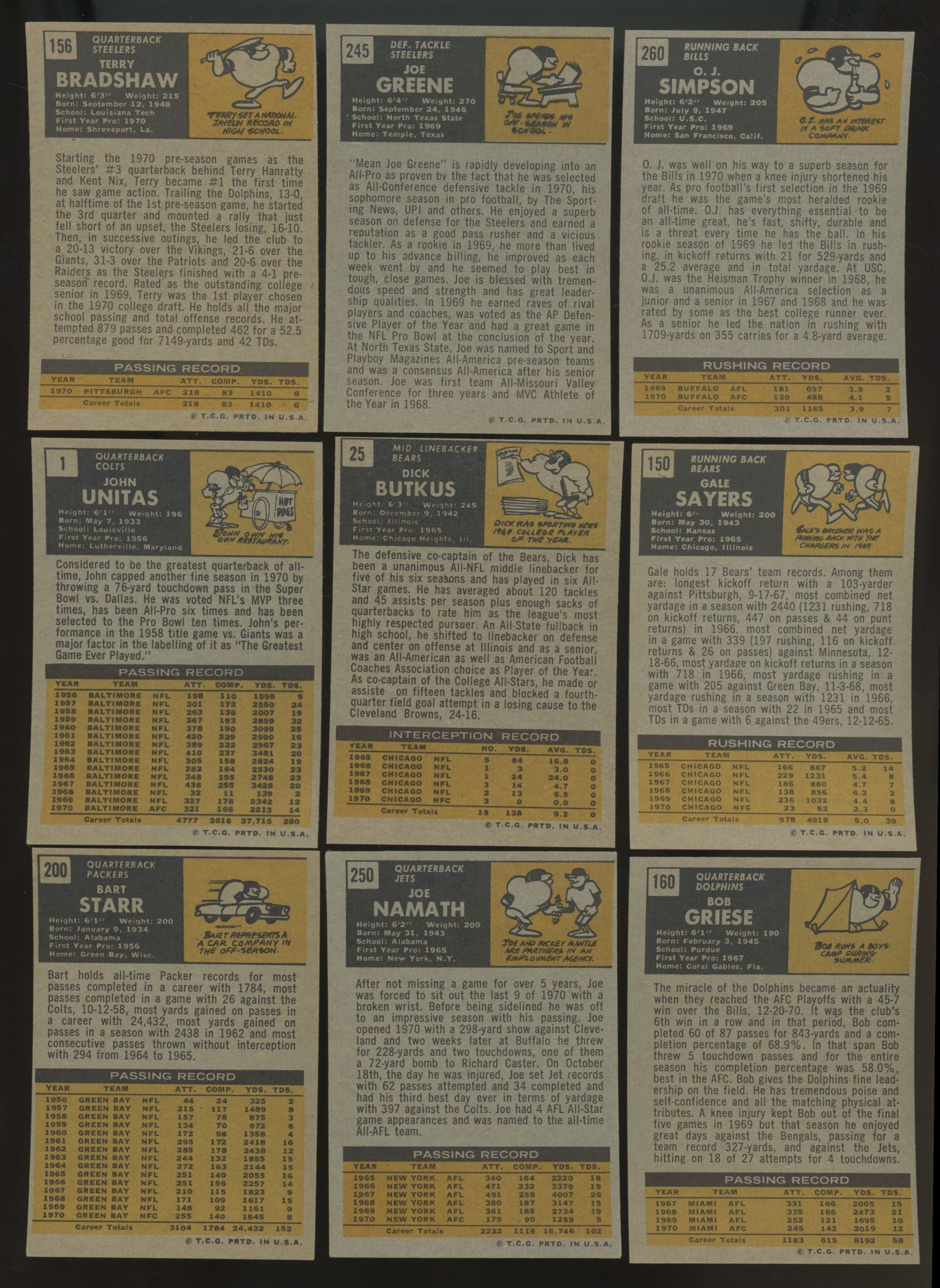 1971 Topps Football Complete Set (263) VG/EX-EX/MT w/ Wax Wrapper