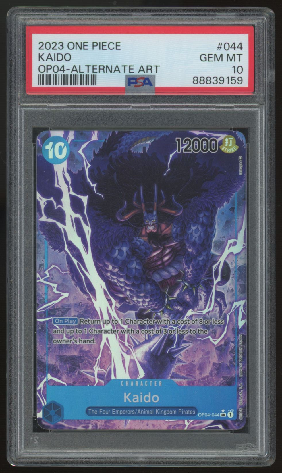 2023 One Piece Kaido OP04 Alt Art #044 PSA 10