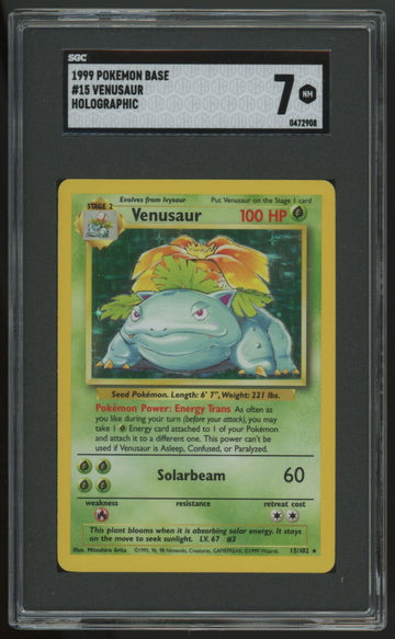 Pokemon Venusaur Base Set Unlimited Holo #15 SGC 7