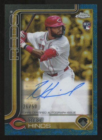 2025 Topps Gilded Rece Hinds RC Chrome Blue/Gold Auto /50 #CGA-RHI