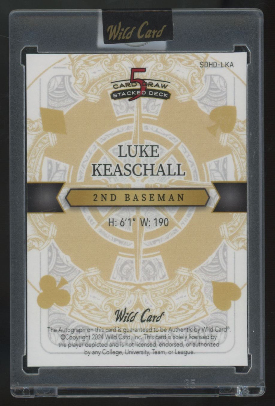 2024 Wild Card 5 Card Draw Luke Keaschall RC Rainbow Jack Of Diamonds Auto 1/1