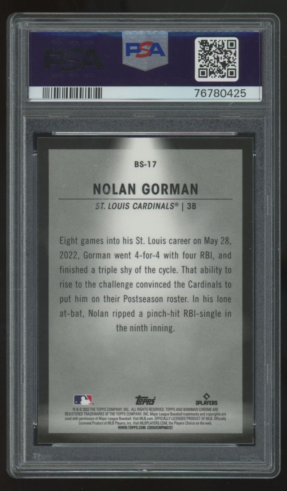 2023 Bowman Nolan Gorman RC Spotlights #BS-17 PSA 10