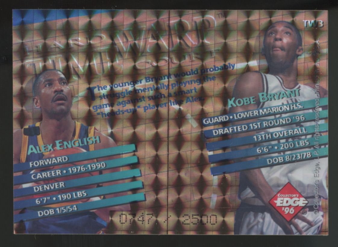 1996-97 Collector's Edge Time Warp Kobe Bryant/Alex English RC Hard Court /2500