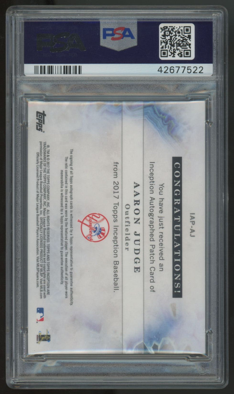 2017 Topps Inception Aaron Judge RC Patch Auto Orange RPA /10 #IAP-AJ PSA 9