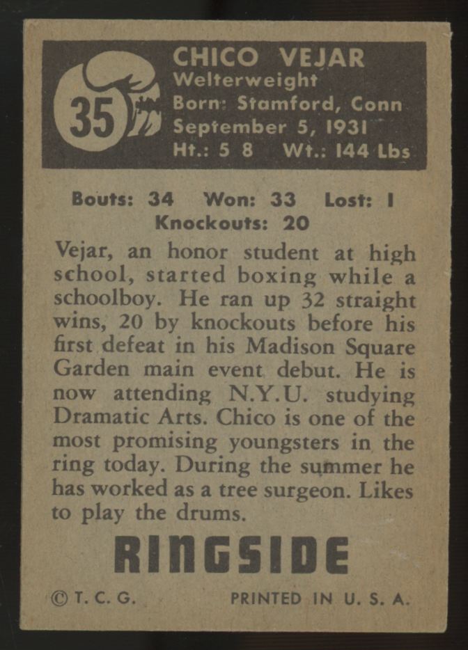 1951 Topps Ringside Chico Vejar #35 EX