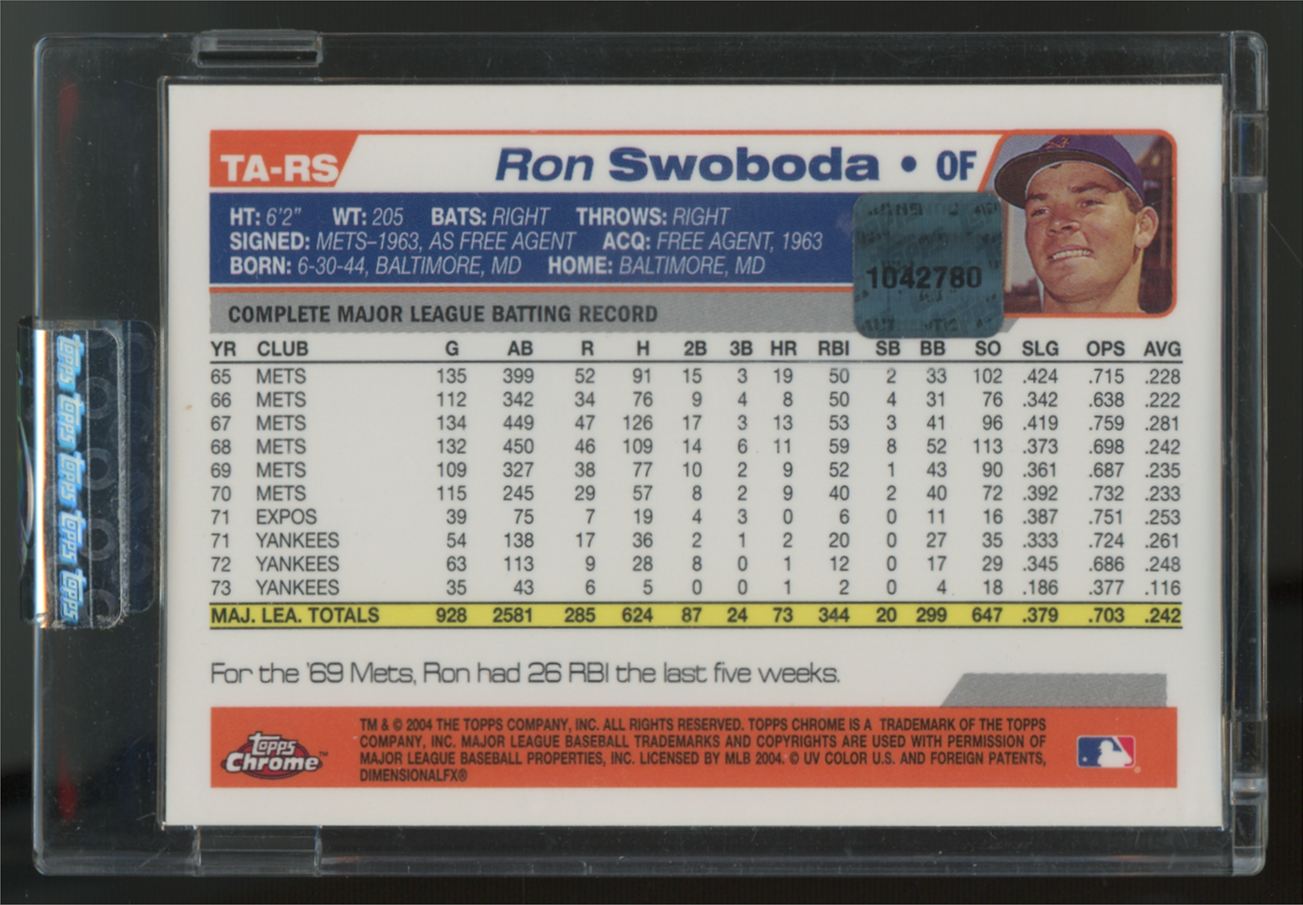 2004 Topps Chrome Signature Edition Retired Ron Swoboda Auto #TA-RS