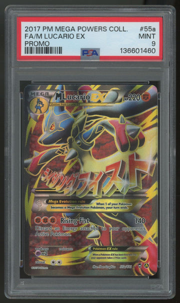 2017 Pokemon M Lucario EX Mega Powers Full Art Promo #55a PSA 9 (E)