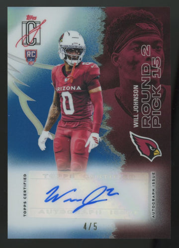 2025 Topps Signature Class Will Johnson RC Chrome Blue Auto /5 #135