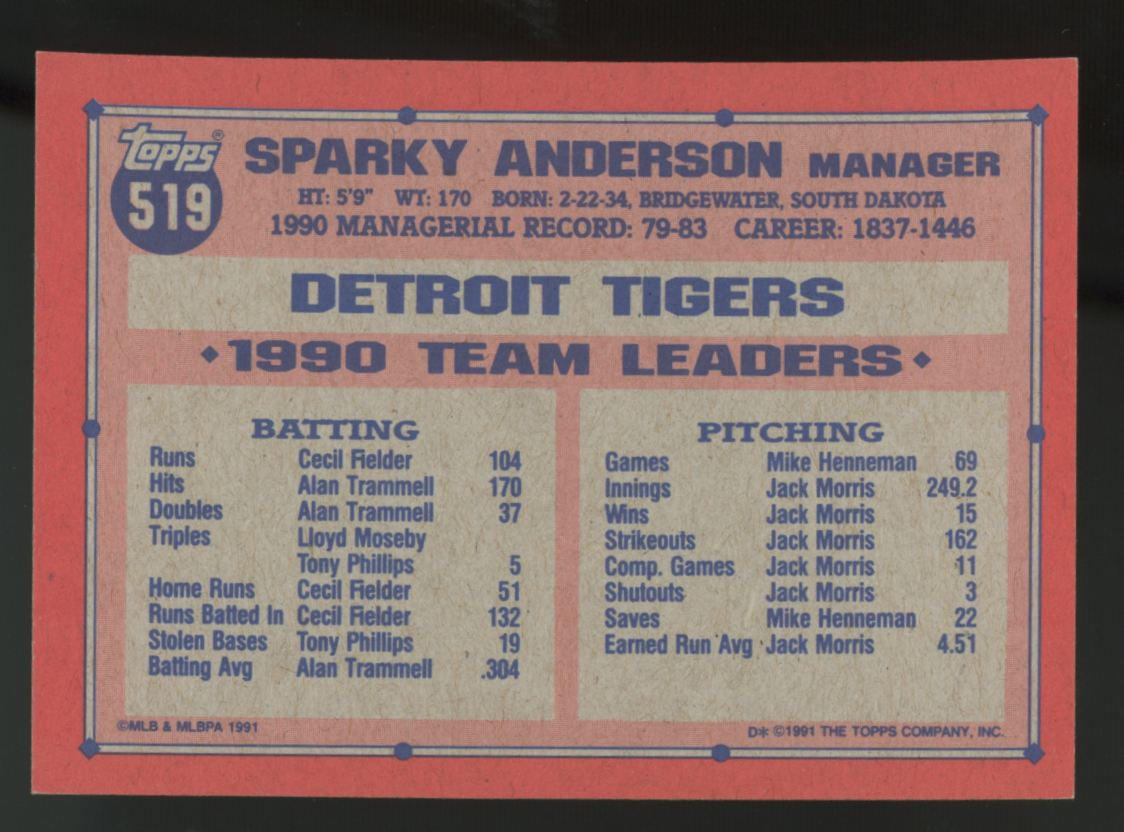 1991 Topps Desert Shield Sparky Anderson #519