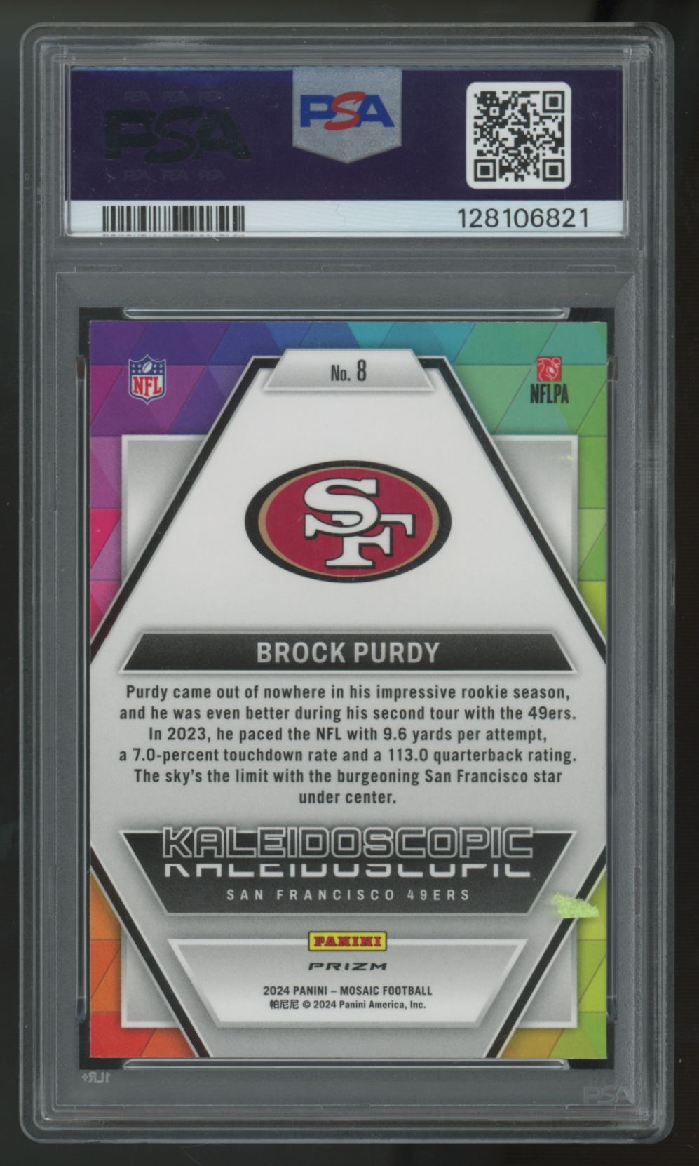 2024 Panini Mosaic Brock Purdy Kaleidoscopic SSP #8 PSA 10