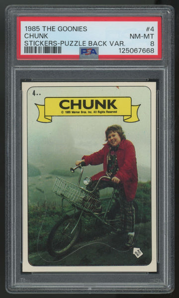 1985 The Goonies Chunk Stickers-Puzzle Back #4 PSA 8