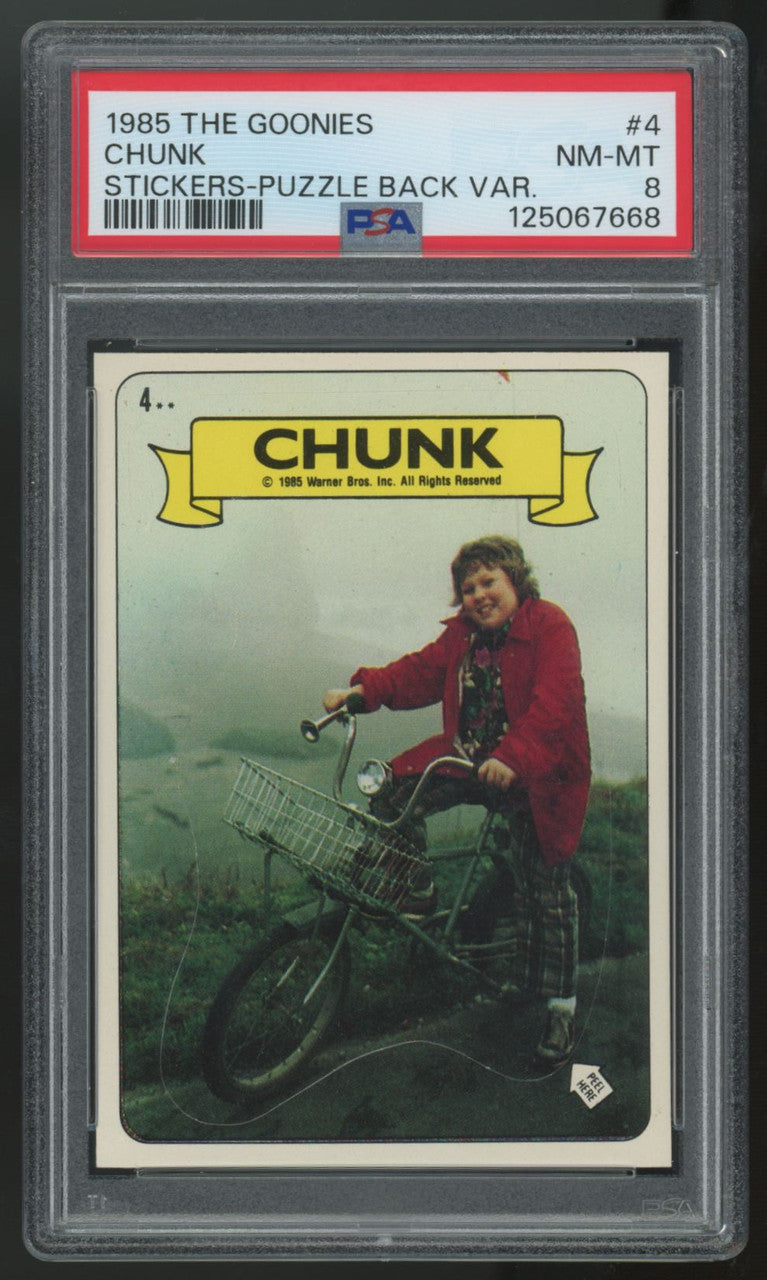 1985 The Goonies Chunk Stickers-Puzzle Back #4 PSA 8
