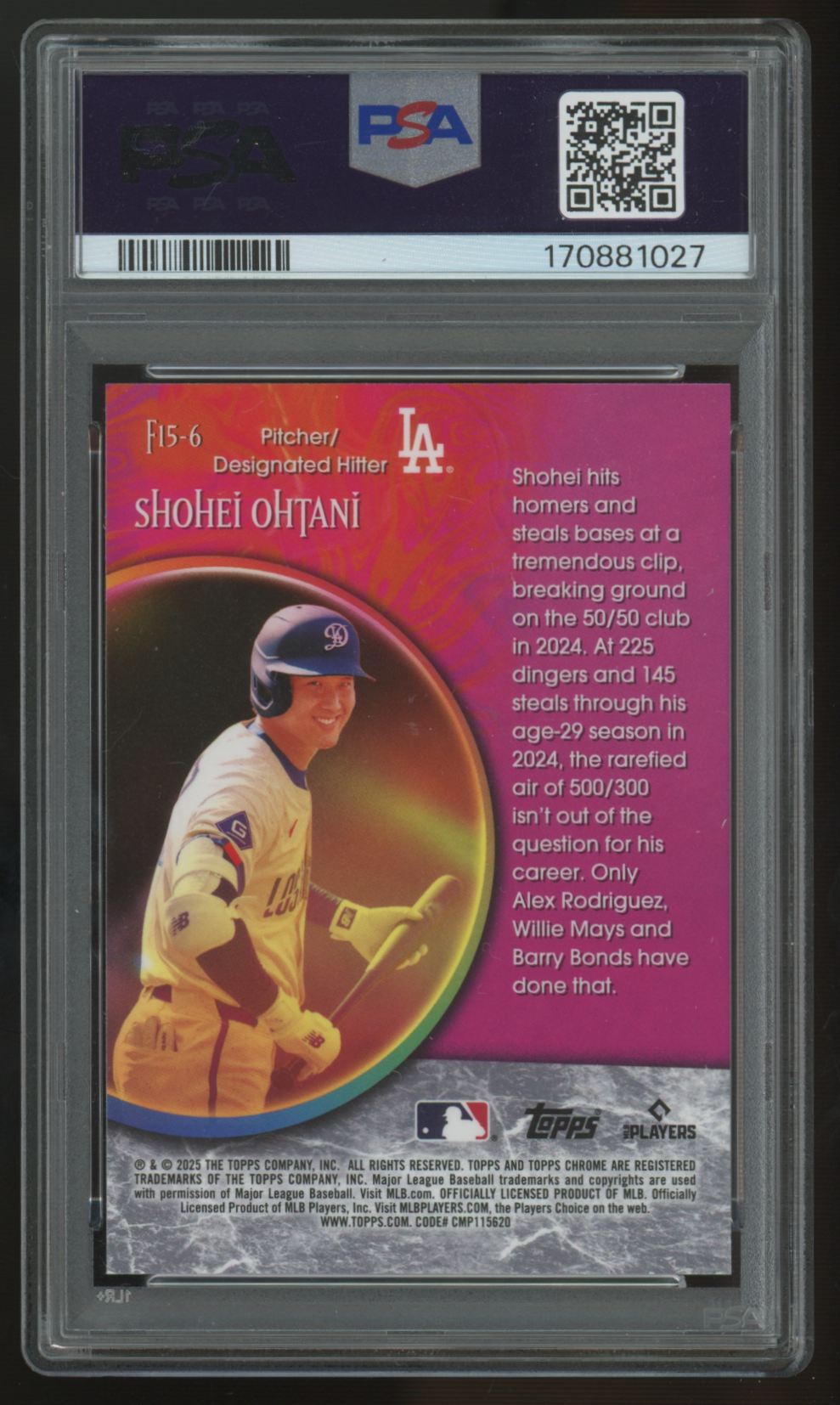 2025 Topps Chrome Update Shohei Ohtani Fortune 15 #F15-6 PSA 10