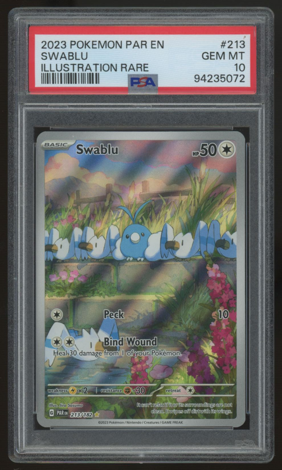 2023 Pokemon Swablu Paradox Rift Illustration Rare #213 PSA 10