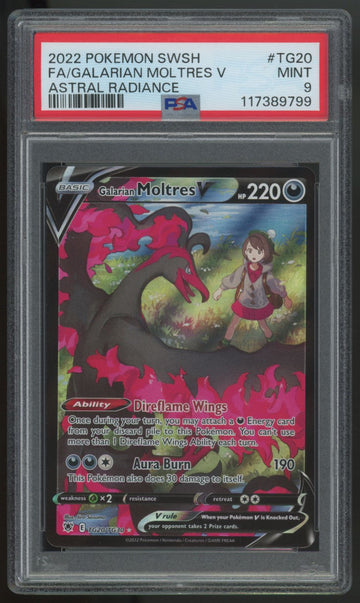 2022 Pokemon Galarian Moltres V Astral Radiance Full Art #TG20 PSA 9