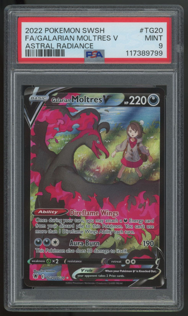 2022 Pokemon Galarian Moltres V Astral Radiance Full Art #TG20 PSA 9