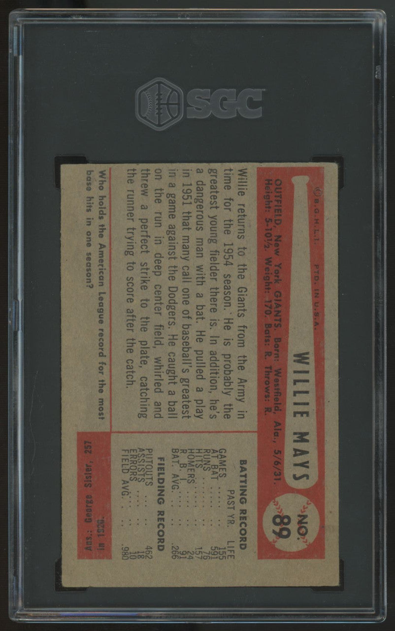 1954 Bowman Willie Mays #89 SGC 2