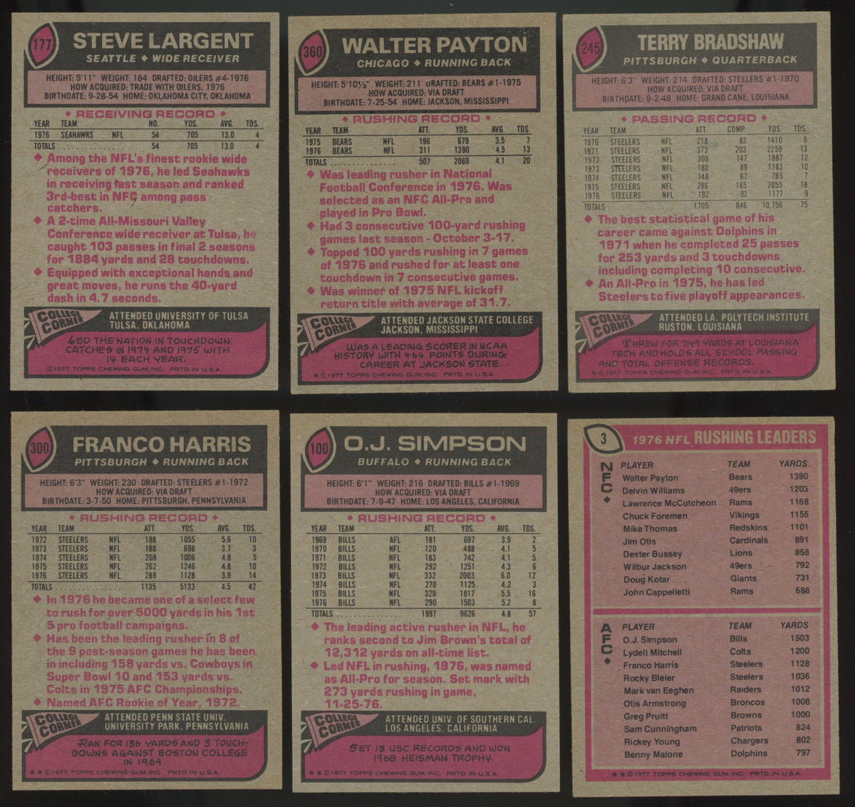 1977 Topps Football Complete Set (528/528) EX-NM