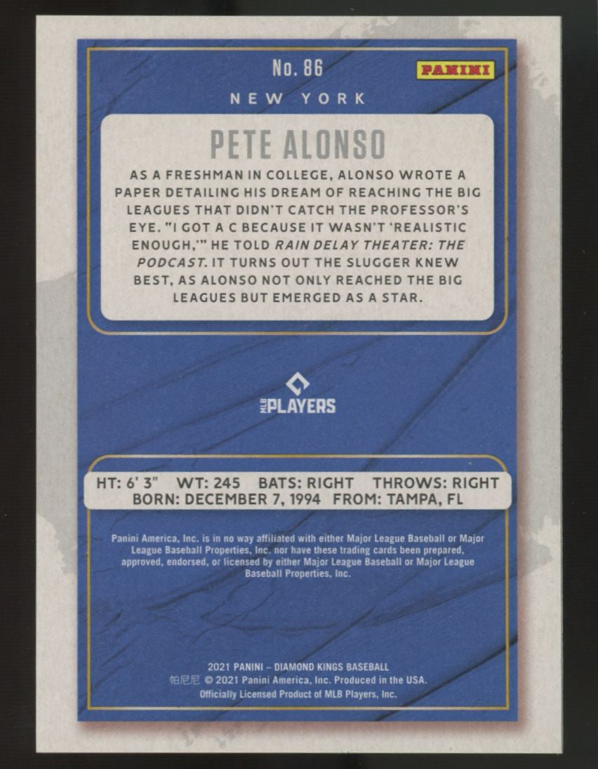 2021 Diamond Kings Pete Alonso Wood Frame FOTL /15 #86