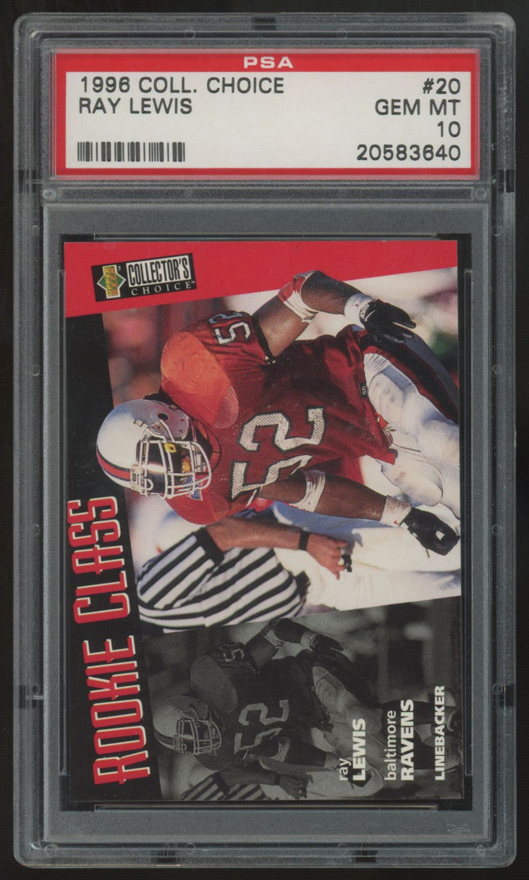 1996 Upper Deck Collector's Choice Ray Lewis RC Rookie Class #20 PSA 10