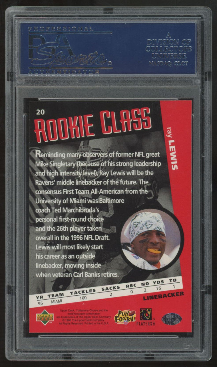 1996 Upper Deck Collector's Choice Ray Lewis RC Rookie Class #20 PSA 10
