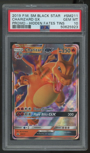 2019 Pokemon Charizard GX Hidden Fates Promo #SM211 PSA 10 (B)