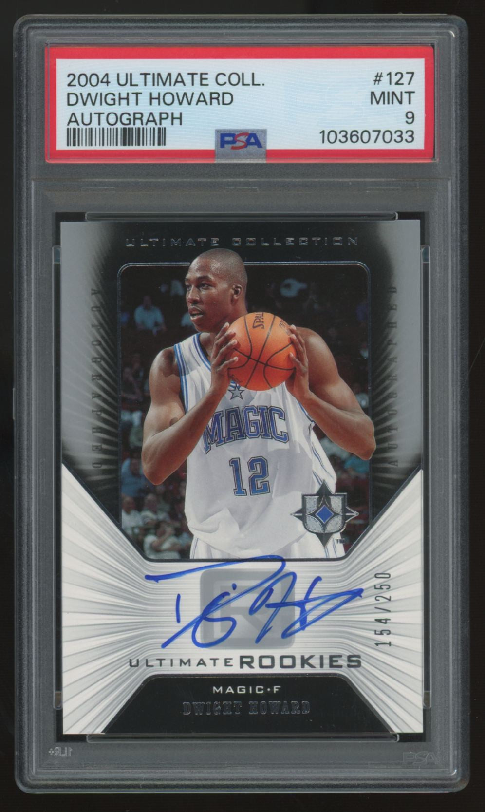 2004-05 Upper Deck Ultimate Collection Dwight Howard RC Auto /250 #127 PSA 9