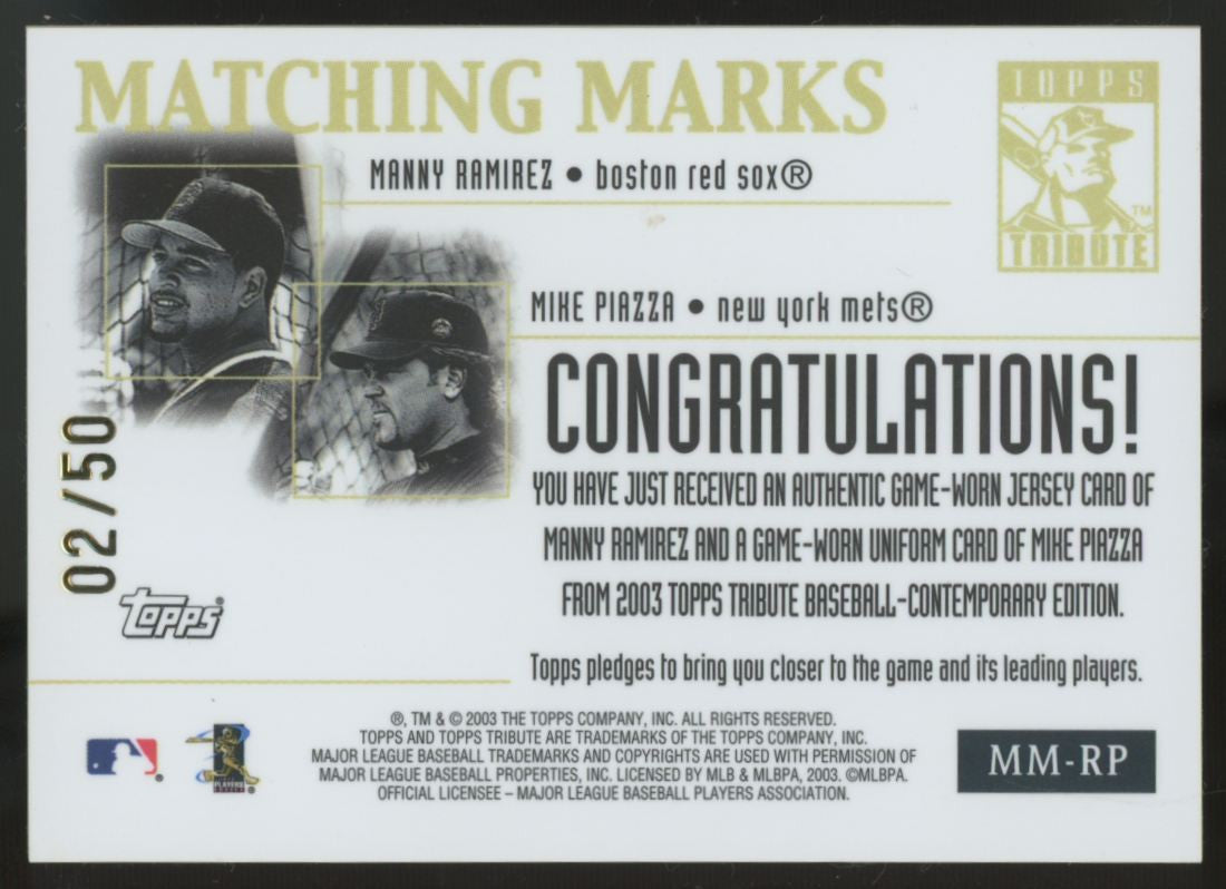 2003 Topps Tribute Contemporary Piazza Ramirez Matching Marks Red Dual Patch /50