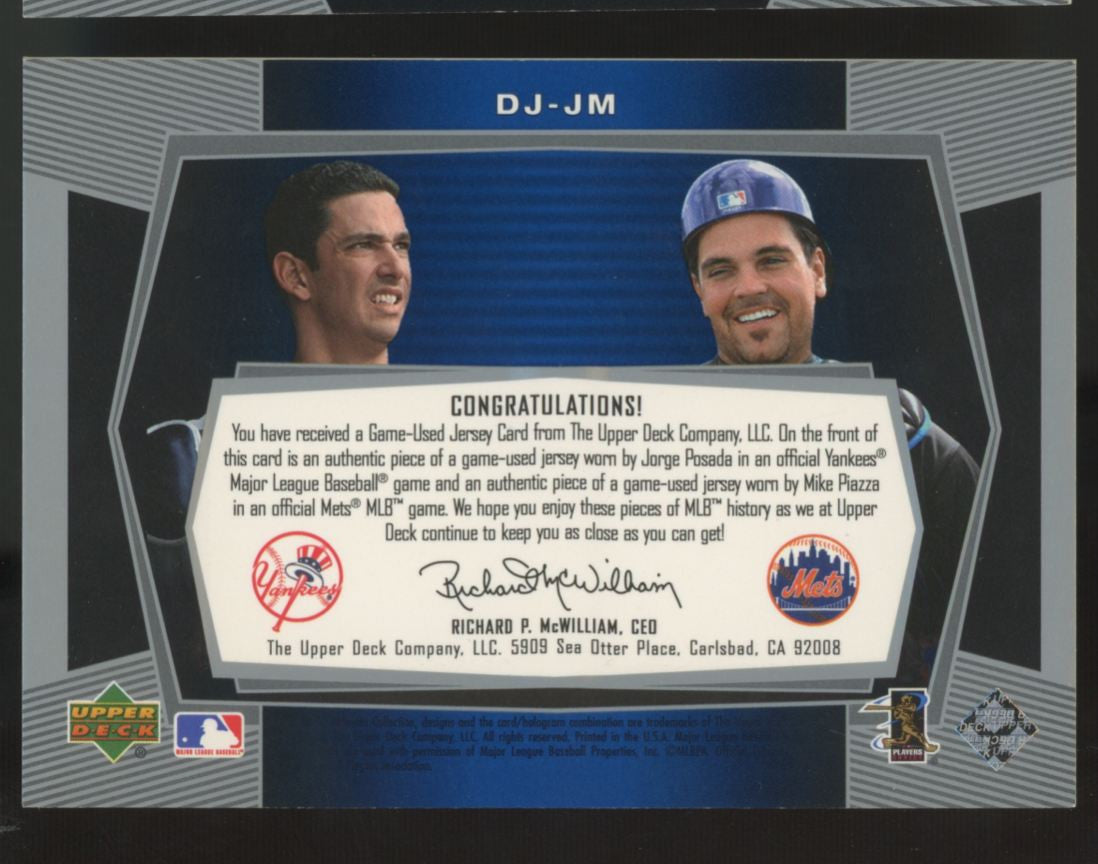 2003 Ultimate Collection Mike Piazza Jorge Posada Dual Jersey Patch /50 #DJ-JM
