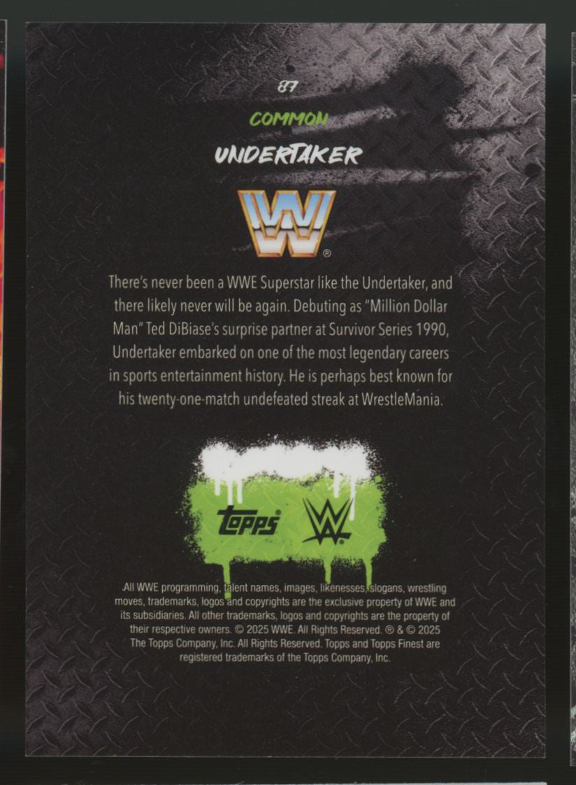 2025 Topps Finest WWE Undertaker Common Red Refractor /10 #87