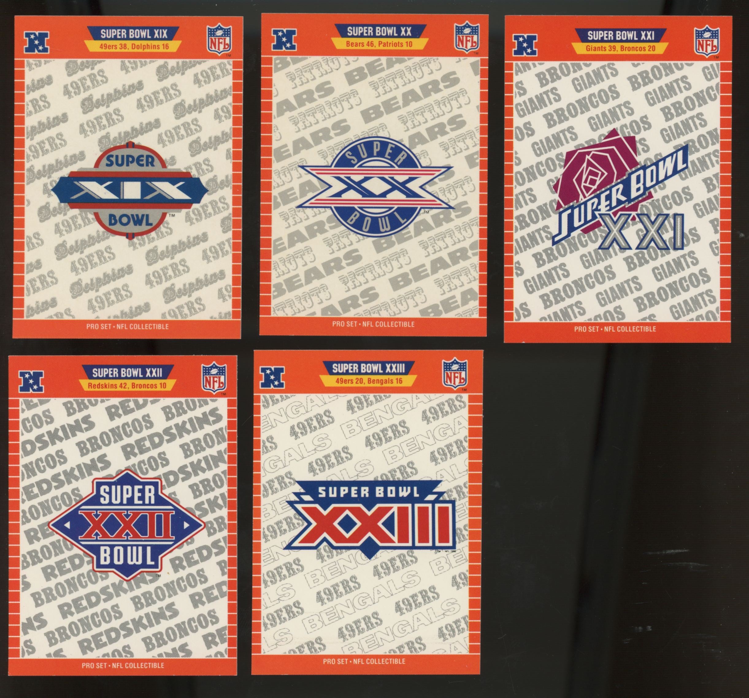 1989 Pro Set Super Bowl Logos Complete Set (I-XXIII)