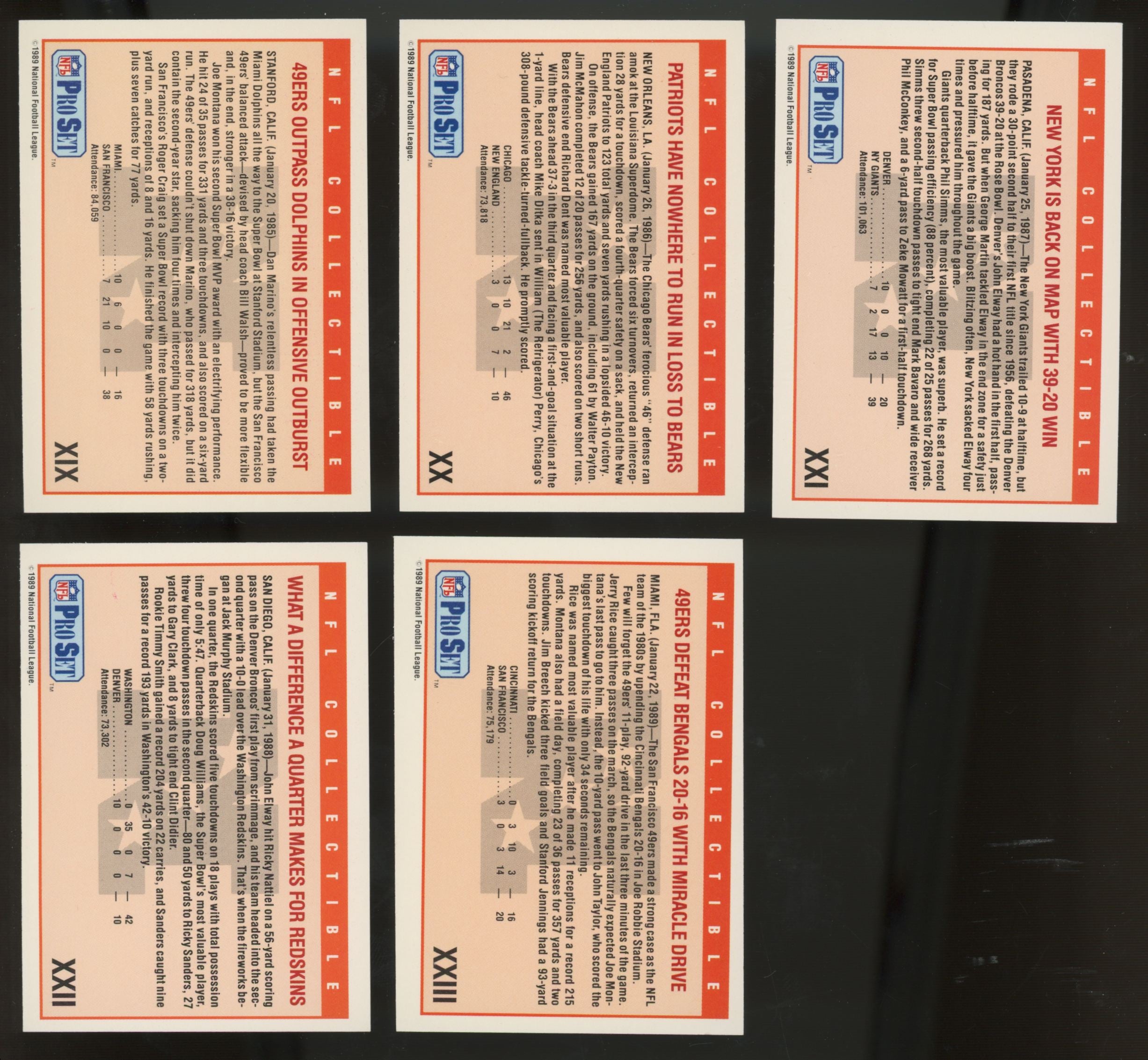 1989 Pro Set Super Bowl Logos Complete Set (I-XXIII)