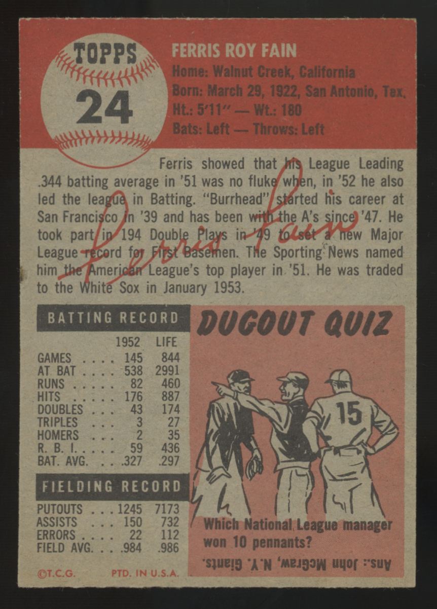 1953 Topps Ferris Fain #24 EX