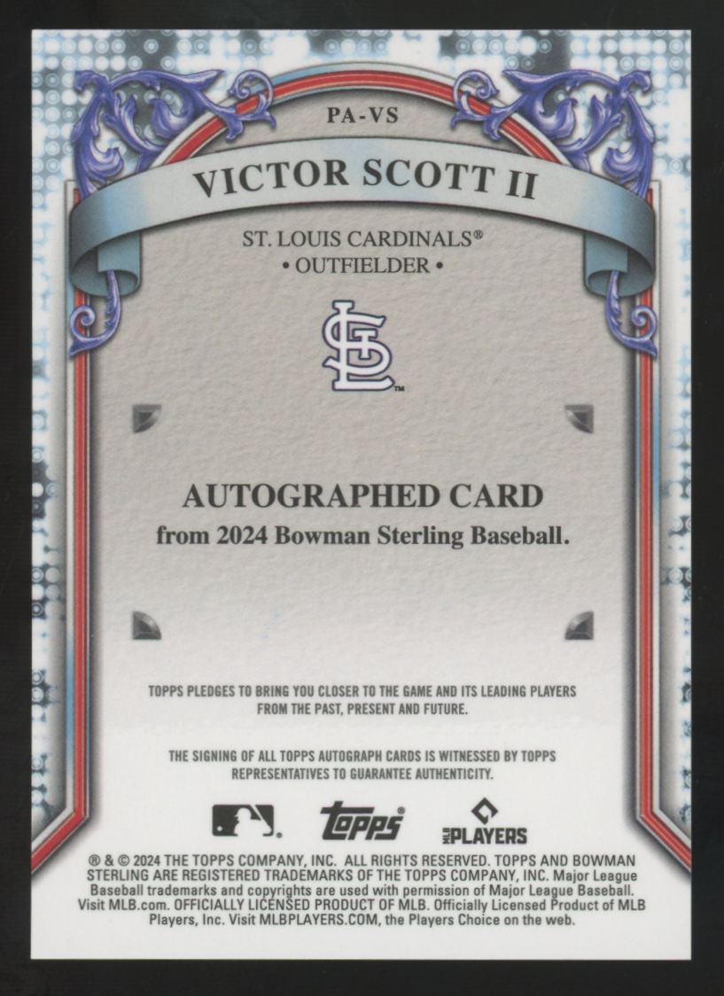 2024 Bowman Sterling Victor Scott II Prospect Silver Refractor Auto /100 #PA-VS
