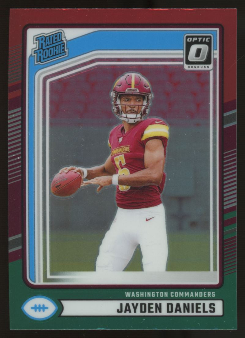 2024 Donruss Optic Jayden Daniels RC Rated Rookie Red and Green #389