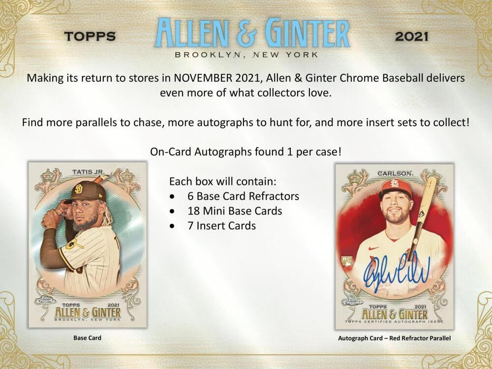 2021 Topps Allen & Ginter Chrome Baseball Hobby Box