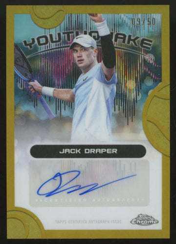 2025 Topps Chrome Tennis Jack Draper Youthquake Gold Refractor Auto /50 #YS-JD