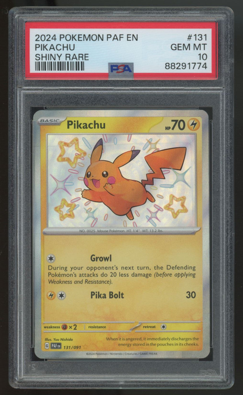 2024 Pokemon Pikachu Paldean Fates Shiny Rare #131 PSA 10