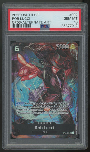 2023 One Piece Rob Lucci OP03 Alt Art #092 PSA 10