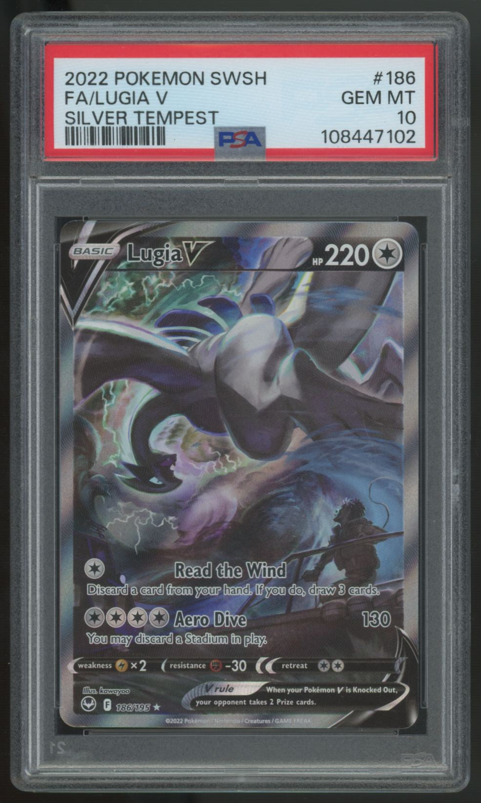 2022 Pokemon Lugia V Silver Tempest Full Art #186 PSA 10 (D)