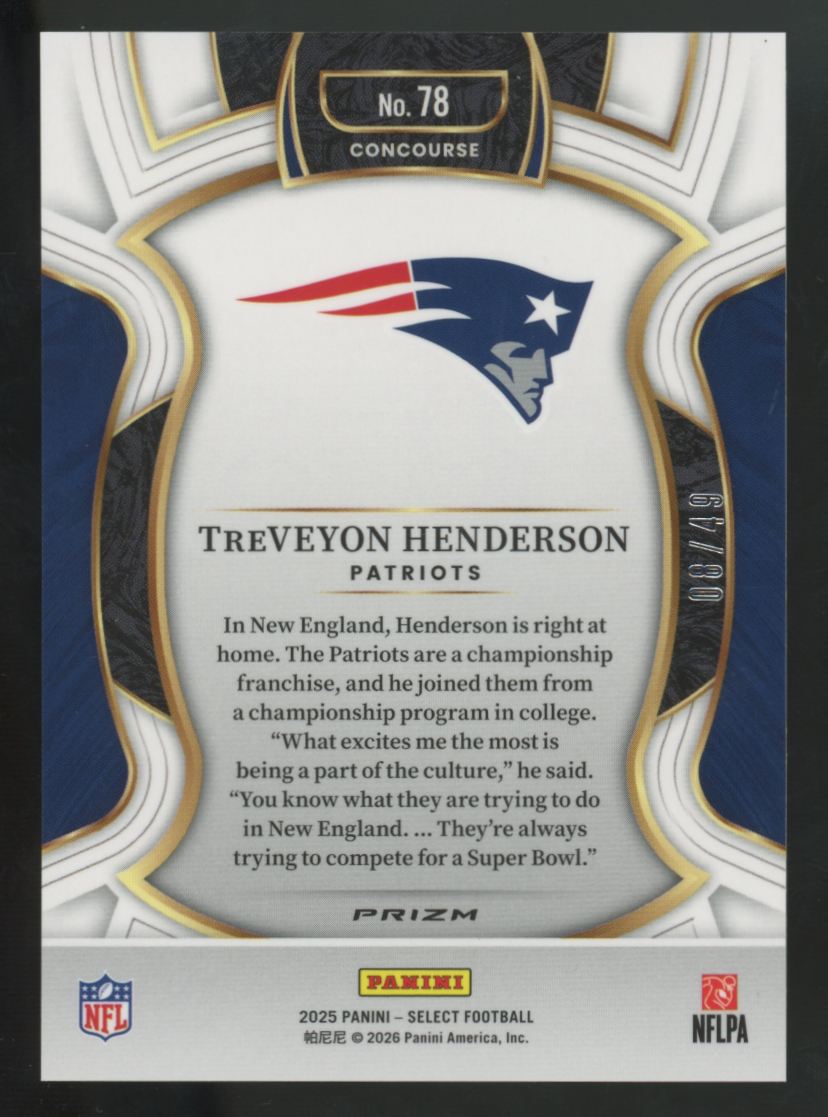 2025 Panini Select TreVeyon Henderson RC Concourse Red Disco /49 #78