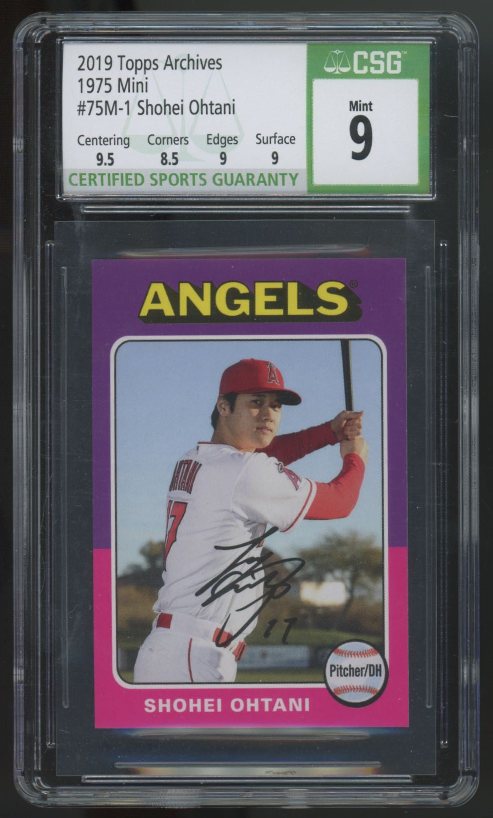2019 Topps Archives Shohei Ohtani 1975 Mini #75M-1 CSG 9