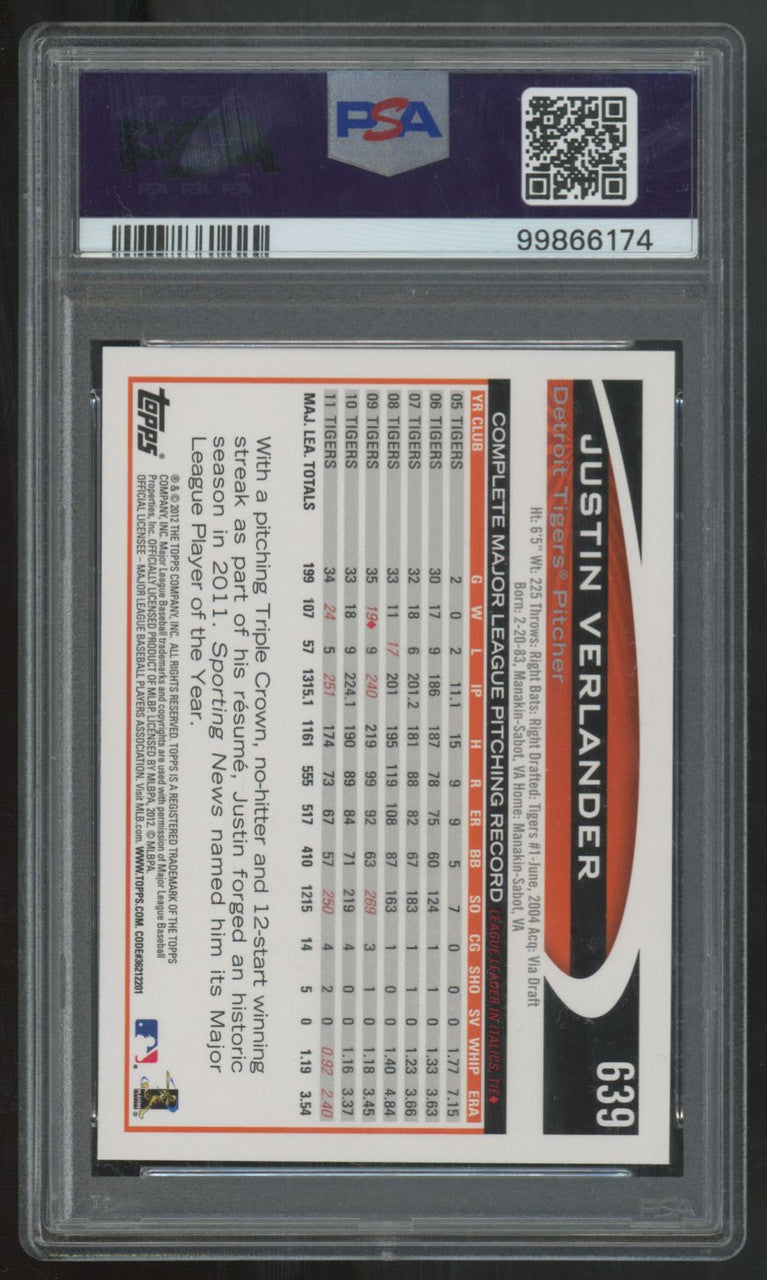 2012 Topps Justin Verlander #639 PSA 10 *174