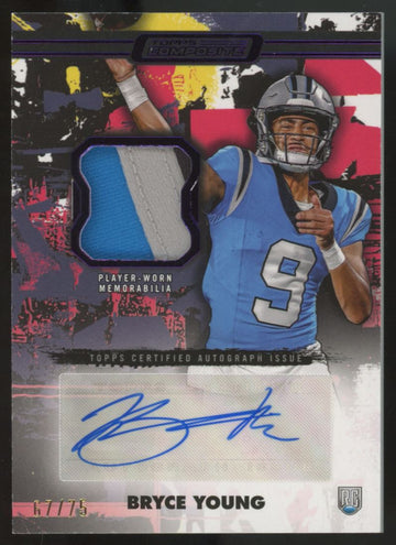 2023 Topps Composite Bryce Young RC Purple Patch Auto Vertical RPA /75 #CPAV-BY