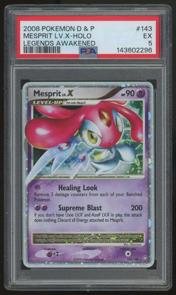 2008 Pokemon Mesprit LV. X Legends Awakened Holo #143 PSA 5