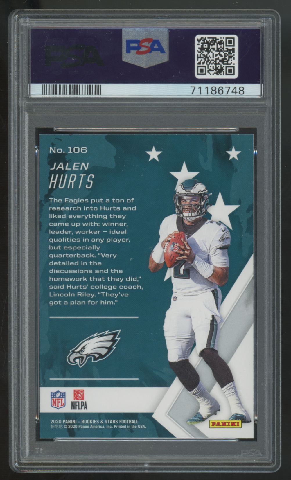 2020 Panini Rookies & Stars Jalen Hurts RC #106 PSA 9