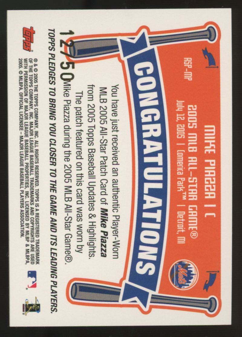 2005 Topps Updates & Highlights Mike Piazza All-Star Patches /50 #ASP-MP