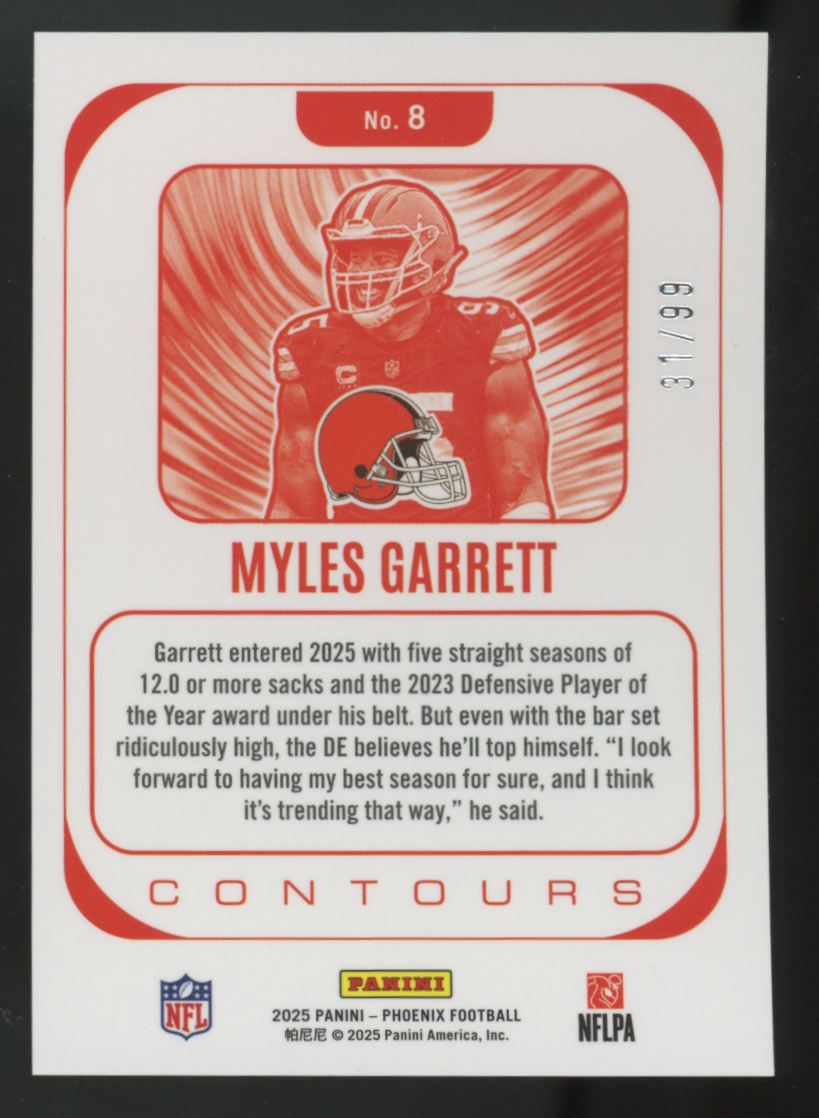 2025 Panini Phoenix Myles Garrett Green Contours /99 #8