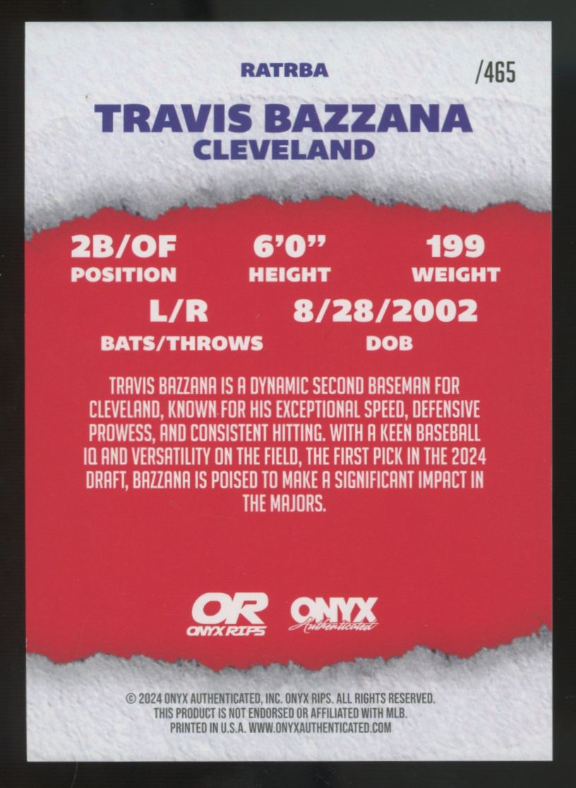 2024 Onyx Rips Travis Bazzana Red Ice Auto /465 #RATRBA