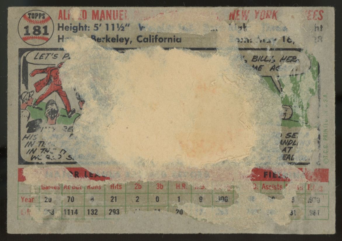 1956 Topps Billy Martin #181 Poor (Back)